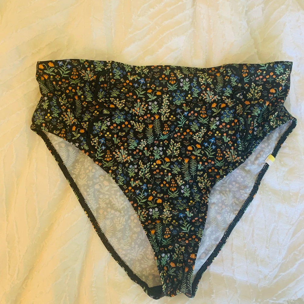 Rifle Paper Co x Summersalt black floral bikini bottom